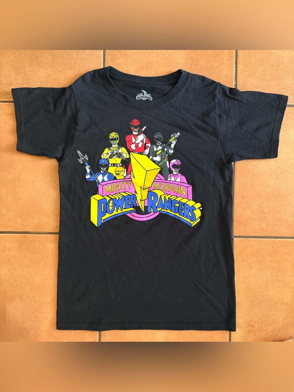 Mighty Morphin Power Rangers Shirt Mens Black 2021 Hasbro Saban Size Small